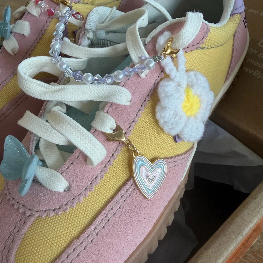 Converse Kids Pink, Yellow & Lavender Daisy Charm Sneakers
